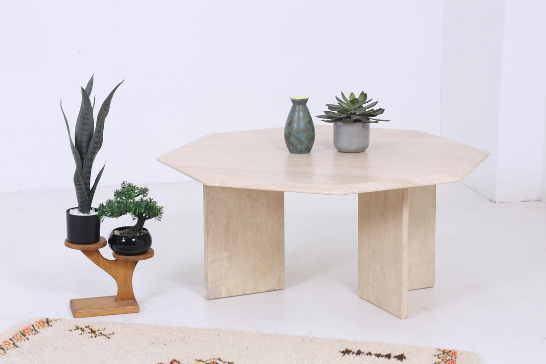 Wunderschöner Vintage Couchtisch aus Travertin | Mid Century Couchtisch Tisch Wohnzimmertisch 80er Jahre Retro Wohnzimmer
