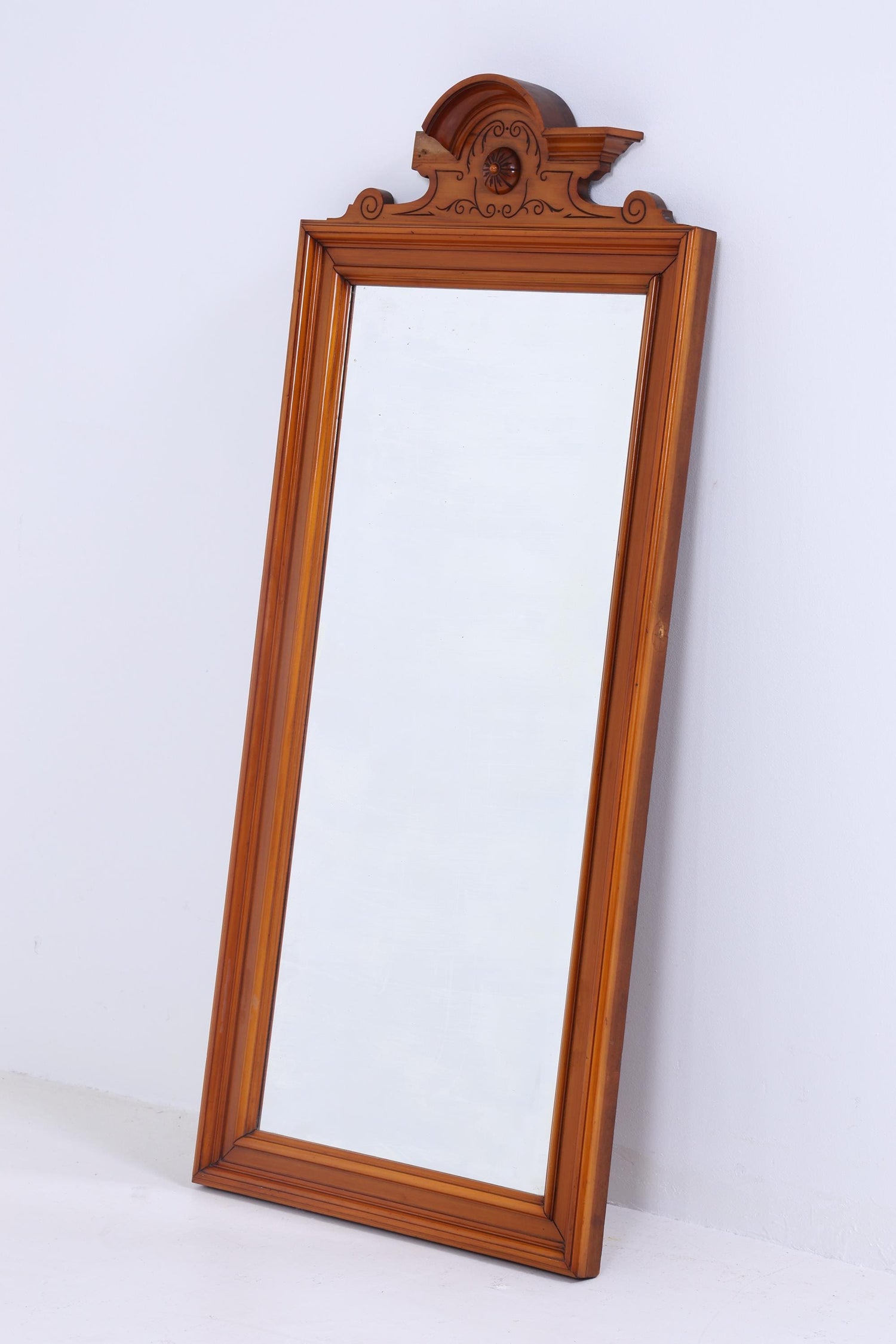 Vintage Art Nouveau Mirror | Mid Century Hanging Mirror Wood Retro