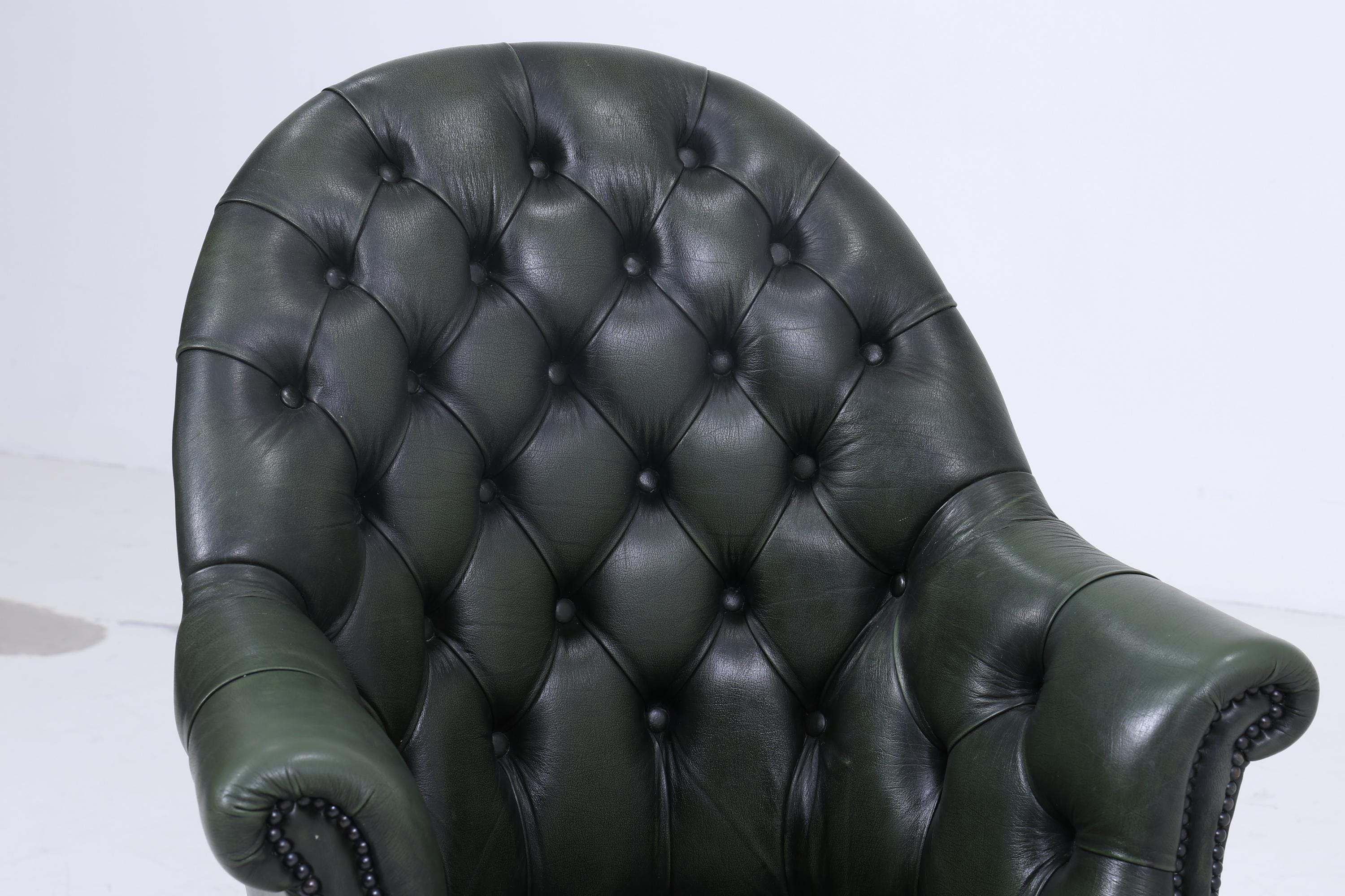 Antik Chesterfield Leder Sessel mit Rollen | Vintage Lounge Chair Sessel Retro