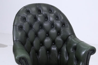 Antik Chesterfield Leder Sessel mit Rollen | Vintage Lounge Chair Sessel Retro