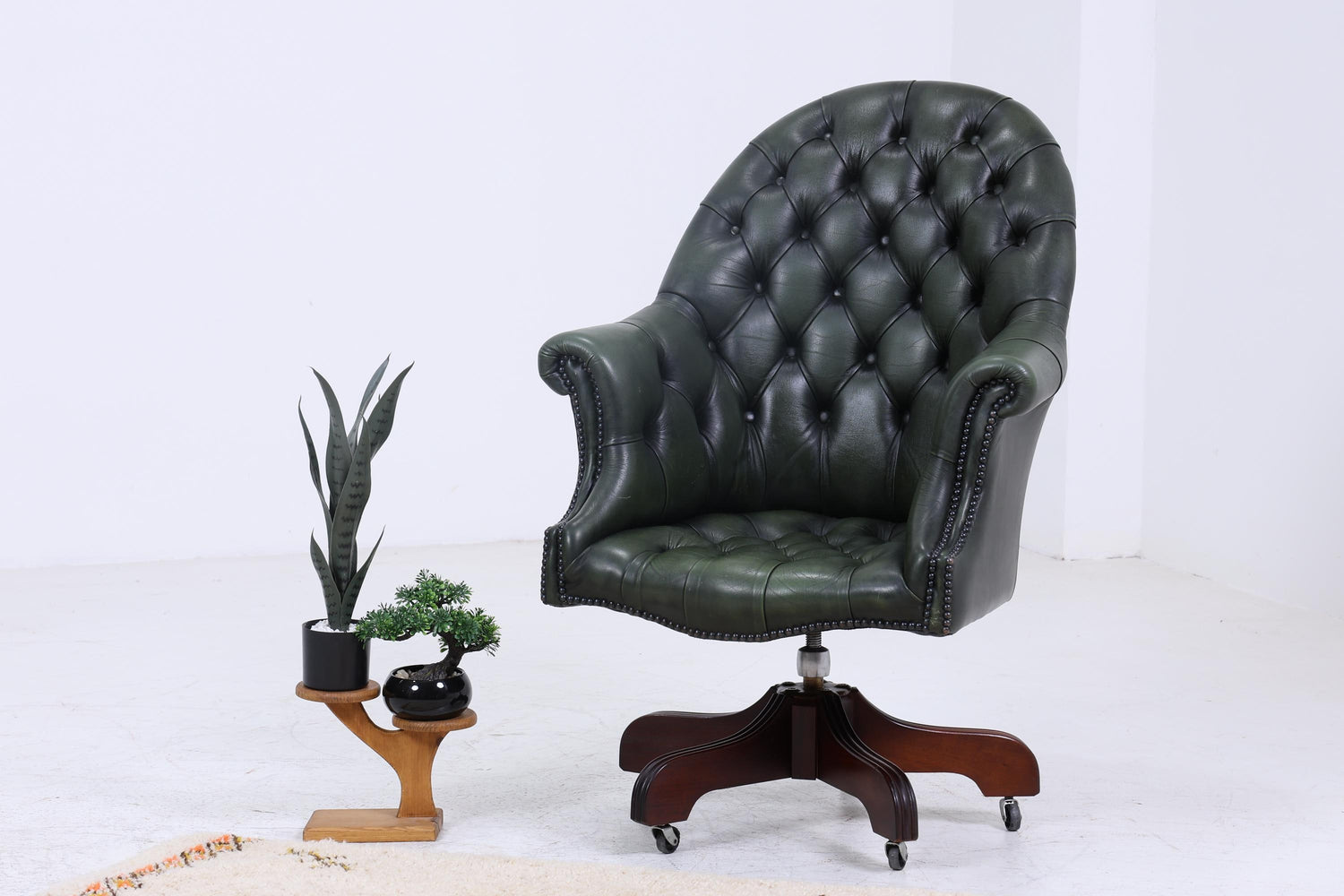 Antik Chesterfield Leder Sessel mit Rollen | Vintage Lounge Chair Sessel Retro