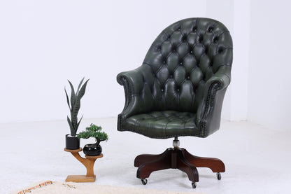 Antik Chesterfield Leder Sessel mit Rollen | Vintage Lounge Chair Sessel Retro