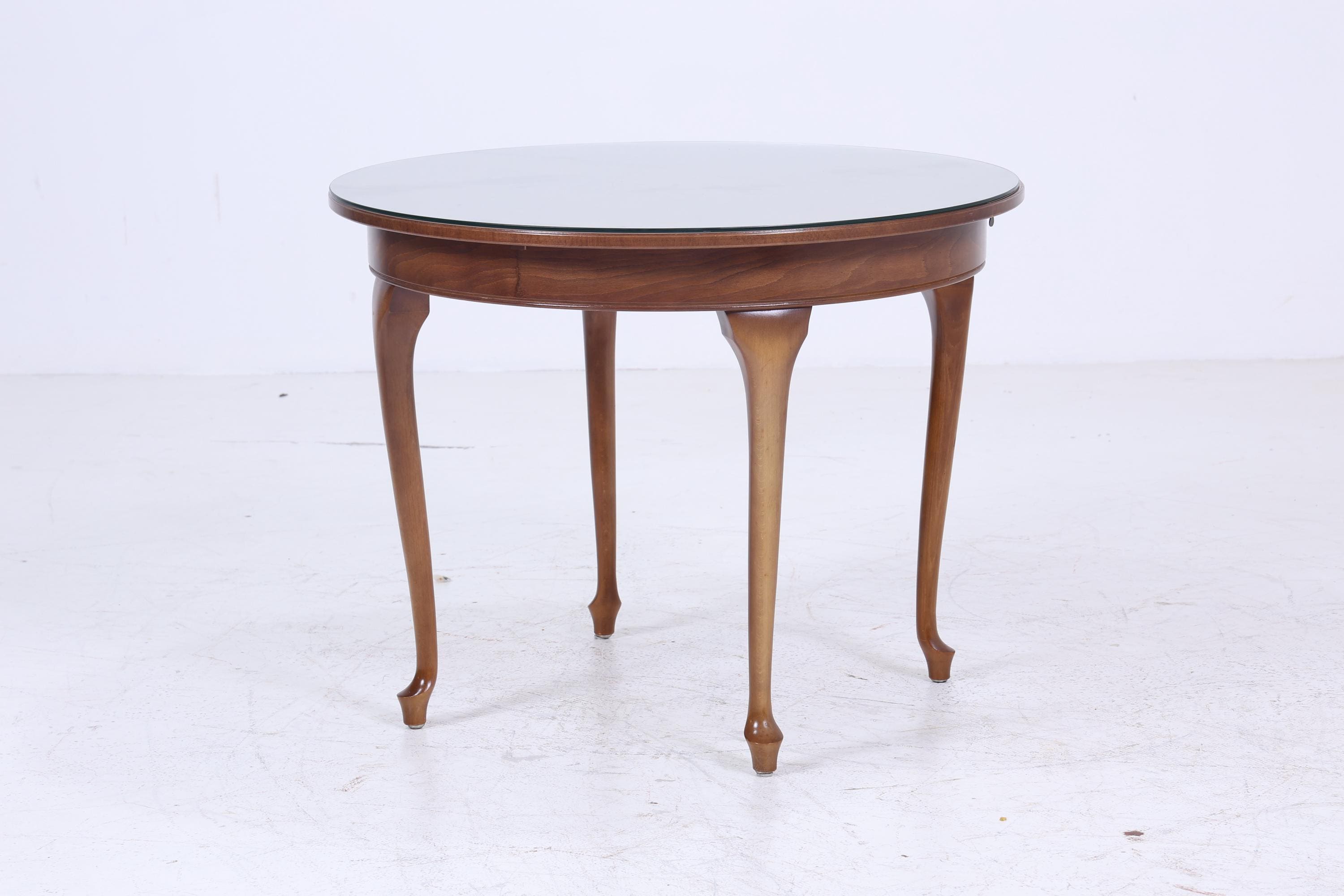 Antik Küchentisch mit Glasplatte | Chippendale Esstisch Tisch Retro  Holz Ausziehbar