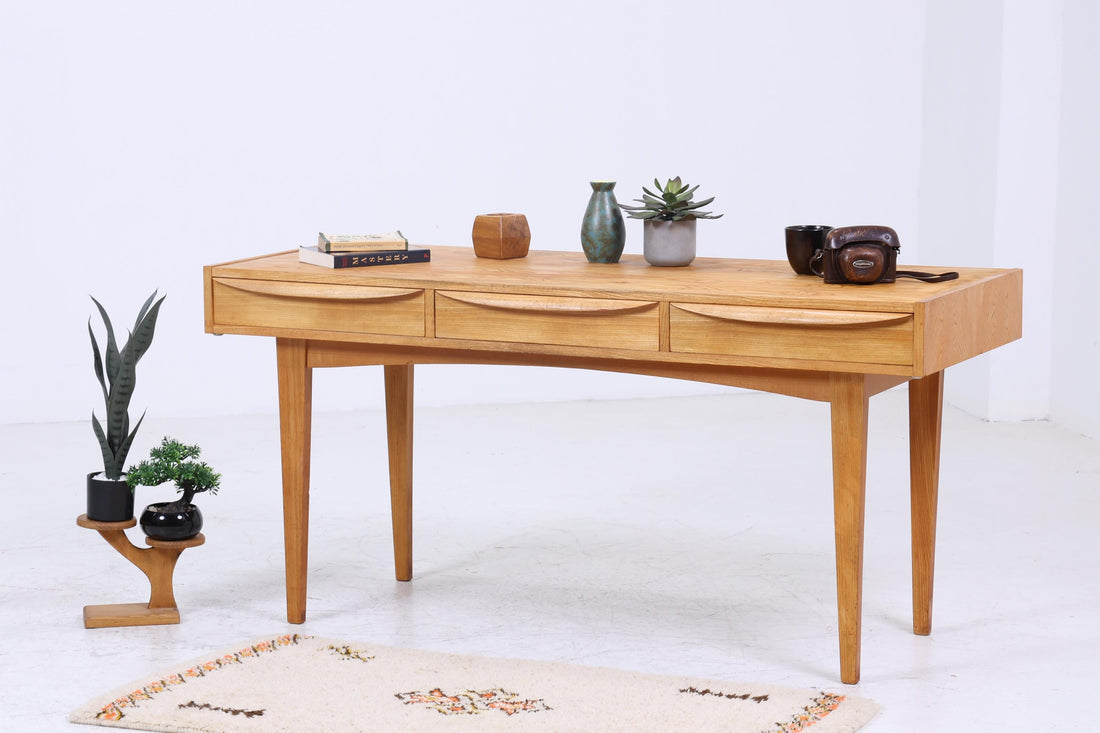 Wunderschöner Vintage Hellerau Schreibtisch der Serie 602 | Mid Century 60er Jahre Schubladen Arbeitstisch Bürotisch Tisch Retro Holz