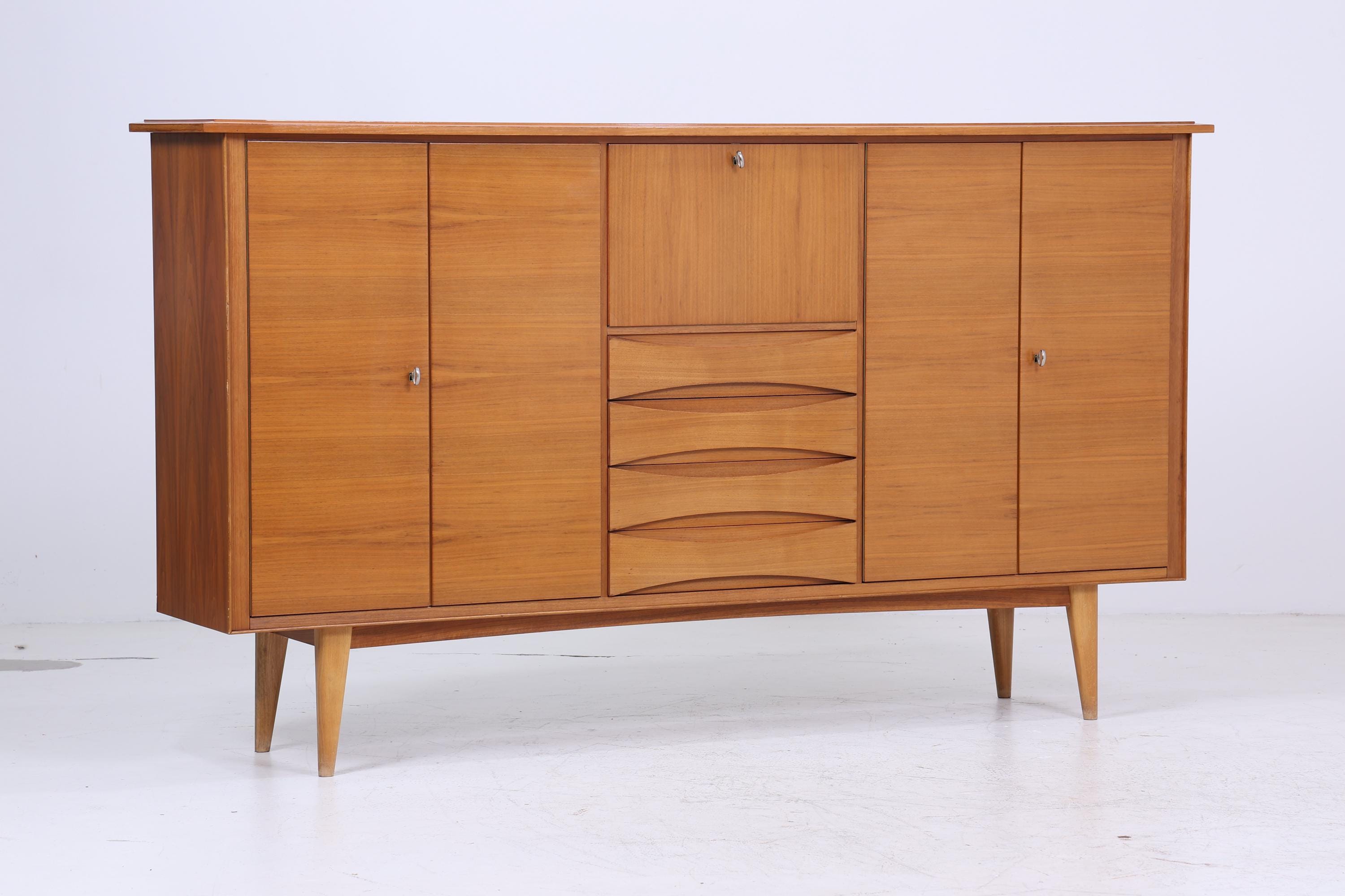 Vintage Highboard 60er Jahre | Mid Century Sideboard Schubladen Schrank Holz Aufbewahrung
