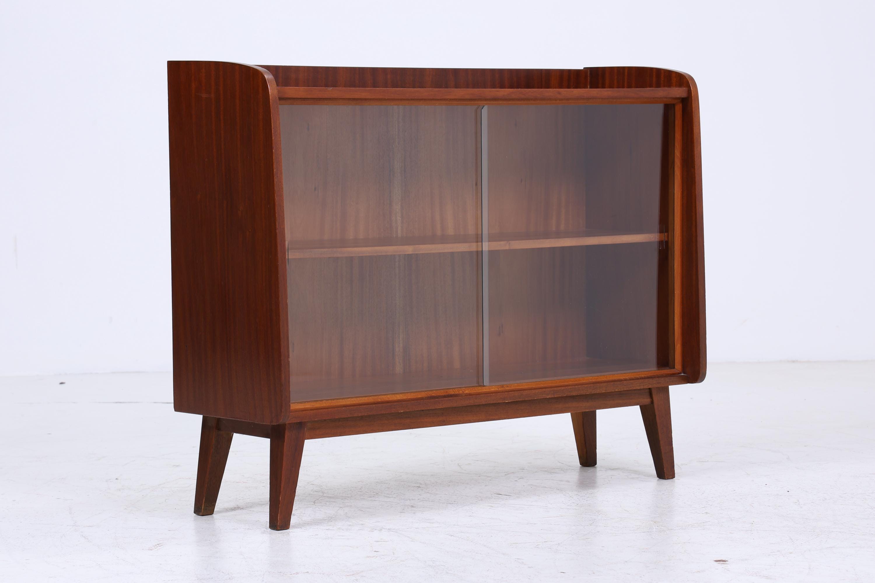Vintage Kommode mit Glastüren 60er Jahre | Mid Century Vitrine Flur Schrank | Retro 70er Holz