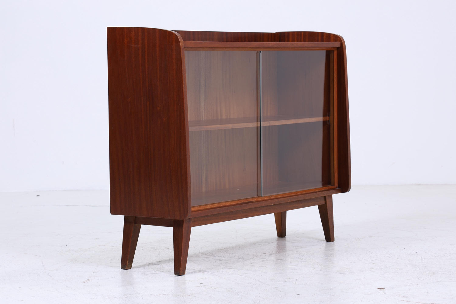 Vintage Kommode mit Glastüren 60er Jahre | Mid Century Vitrine Flur Schrank | Retro 70er Holz
