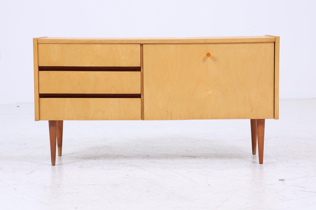 Vintage Schubladen Kommode 60er | Mid Century Lowboard | Retro Schrank Holz Aufbewahrung