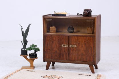 Vintage Kommode mit Glastüren 60er Jahre | Mid Century Vitrine Flur Schrank | Retro 70er Holz