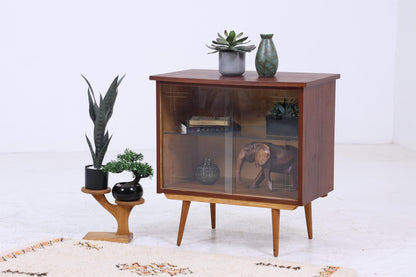 Vintage Mini Kommode mit Glastüren 60er Jahre | Mid Century Vitrine Flur Schrank | Retro 70er Holz