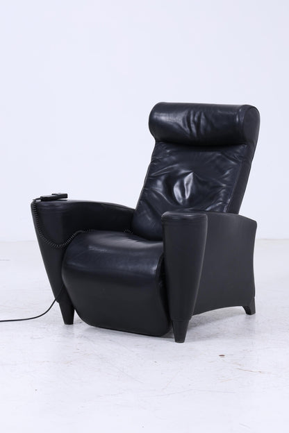 Vintage Leder Sessel mit elektrischer Verstellfunktion | Retro Chair Sessel Schwarz