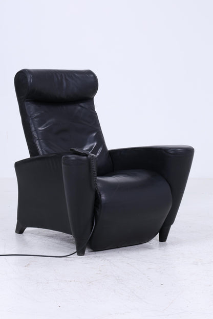 Vintage Leder Sessel mit elektrischer Verstellfunktion | Retro Chair Sessel Schwarz