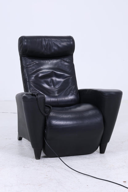 Vintage Leder Sessel mit elektrischer Verstellfunktion | Retro Chair Sessel Schwarz