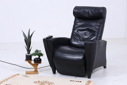 Vintage Leder Sessel mit elektrischer Verstellfunktion | Retro Chair Sessel Schwarz