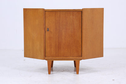 Vintage Eiche Eckkommode 60er Jahre | Mid Century Kommode Schrank Retro 70er Holz Aufbewahrung