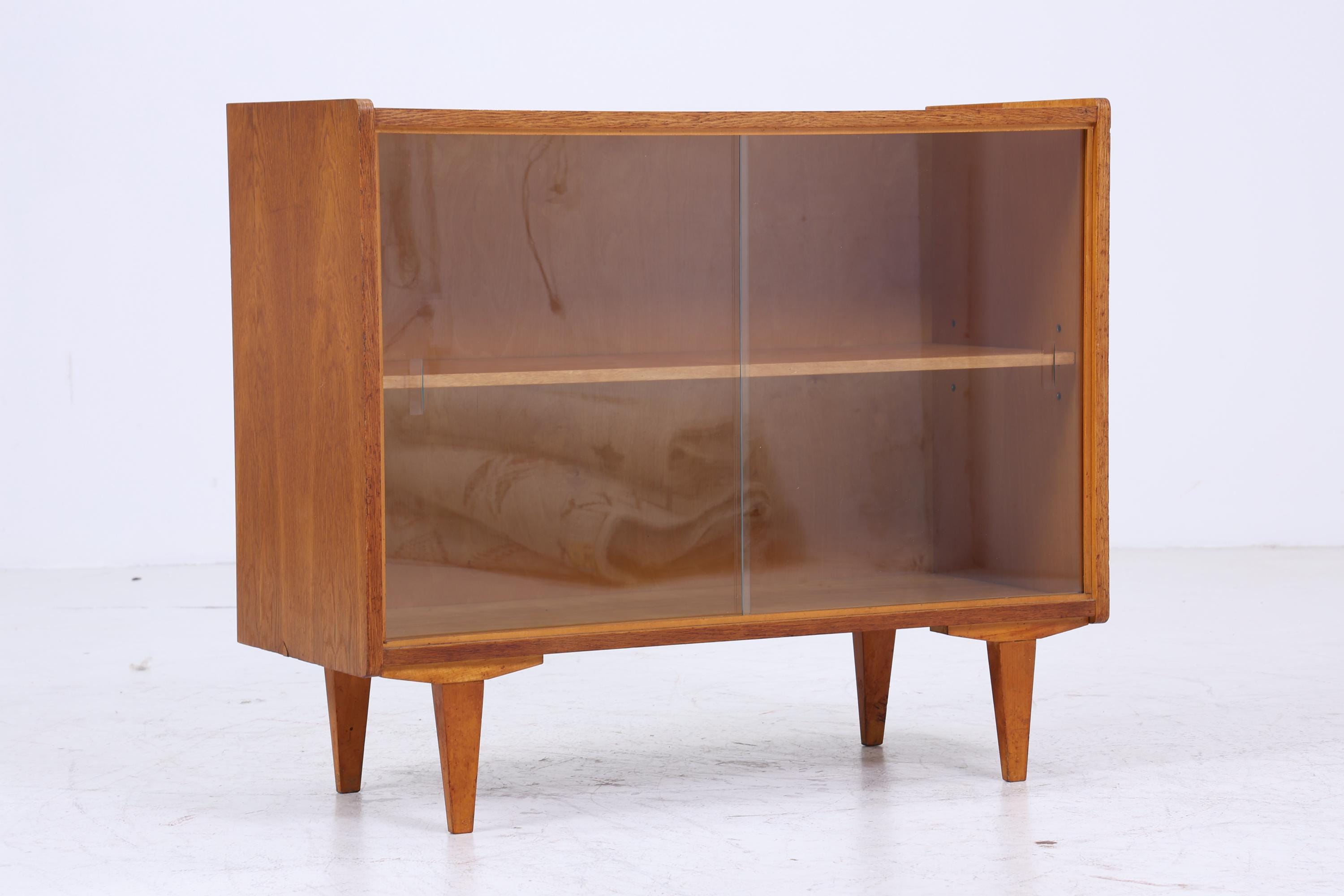 Vintage Kommode mit Glastüren 60er Jahre | Mid Century Vitrine Flur Schrank | Retro 70er Holz