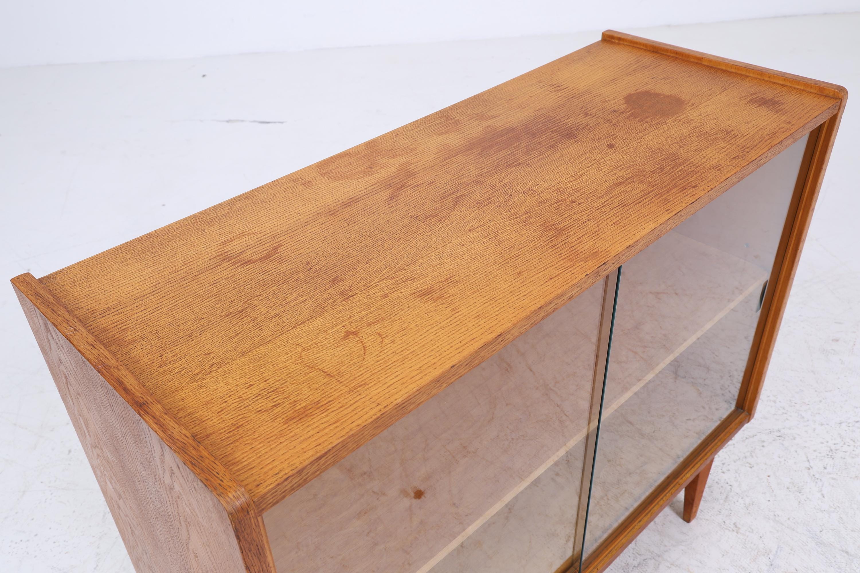 Vintage Kommode mit Glastüren 60er Jahre | Mid Century Vitrine Flur Schrank | Retro 70er Holz
