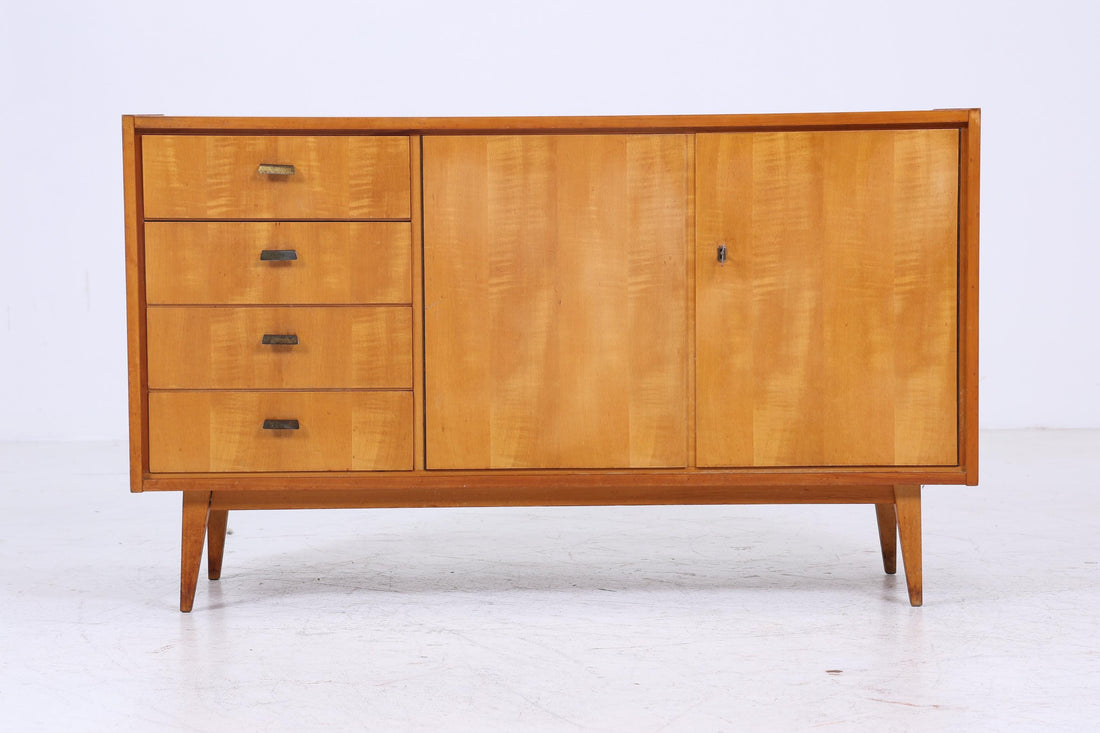 Vintage Sideboard 60er Jahre | Mid Century TV Board mit Fächern &amp; Schubladen Retro Holz Aufbewahrung