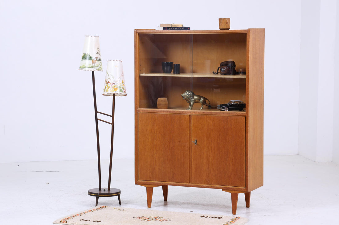 Vintage Vitrine 60er Jahre | Mid Century Schrank Retro Holz Aufbewahrung