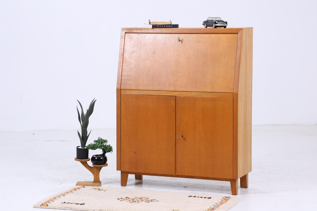 Vintage Musterring Sekretär aus Esche | Mid Century Schreibtisch Schrank Arbeitstisch Retro Holz Aufbewahrung 50er Jahre