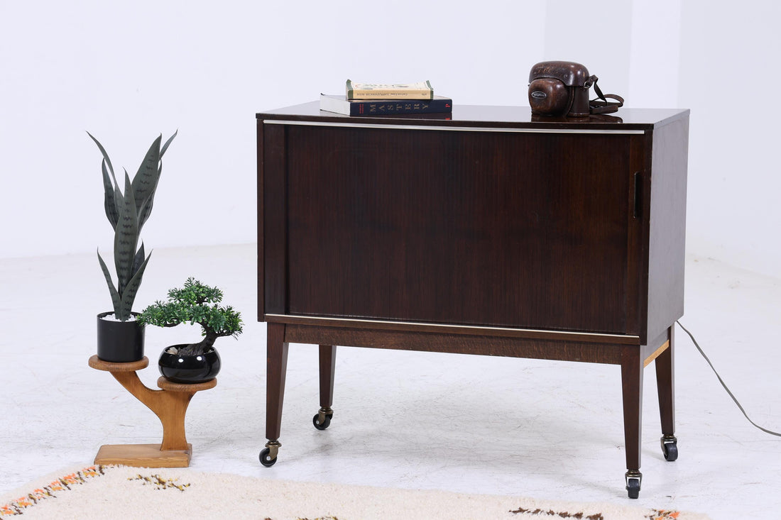 Wunderschöne Vintage Kommode auf Rollen | Mid Century Schrank | Phonoschrank Retro Holz Aufbewahrung