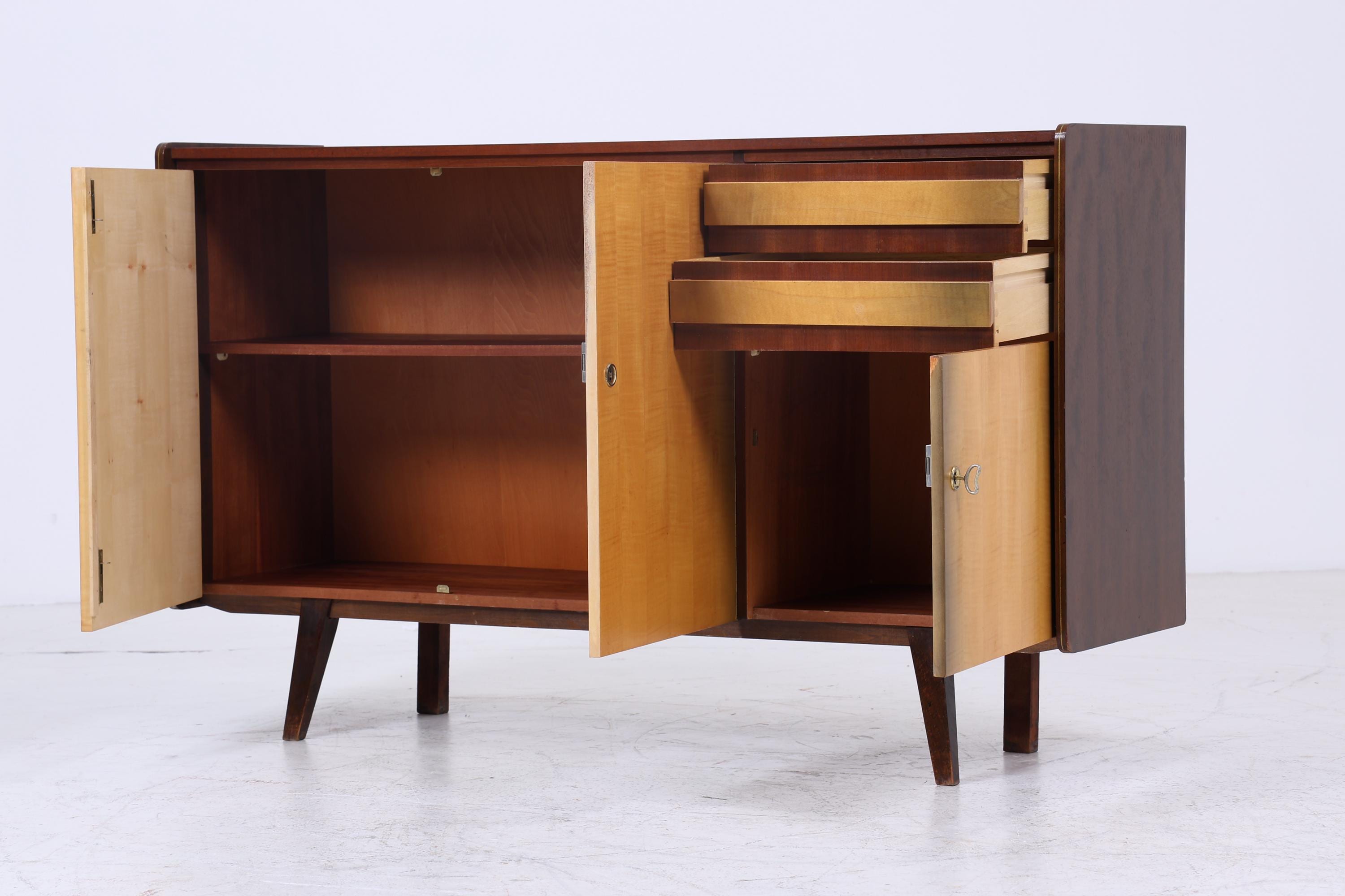 Vintage Sideboard 60er Jahre | Mid Century TV Board mit Fächern Retro Holz Aufbewahrung
