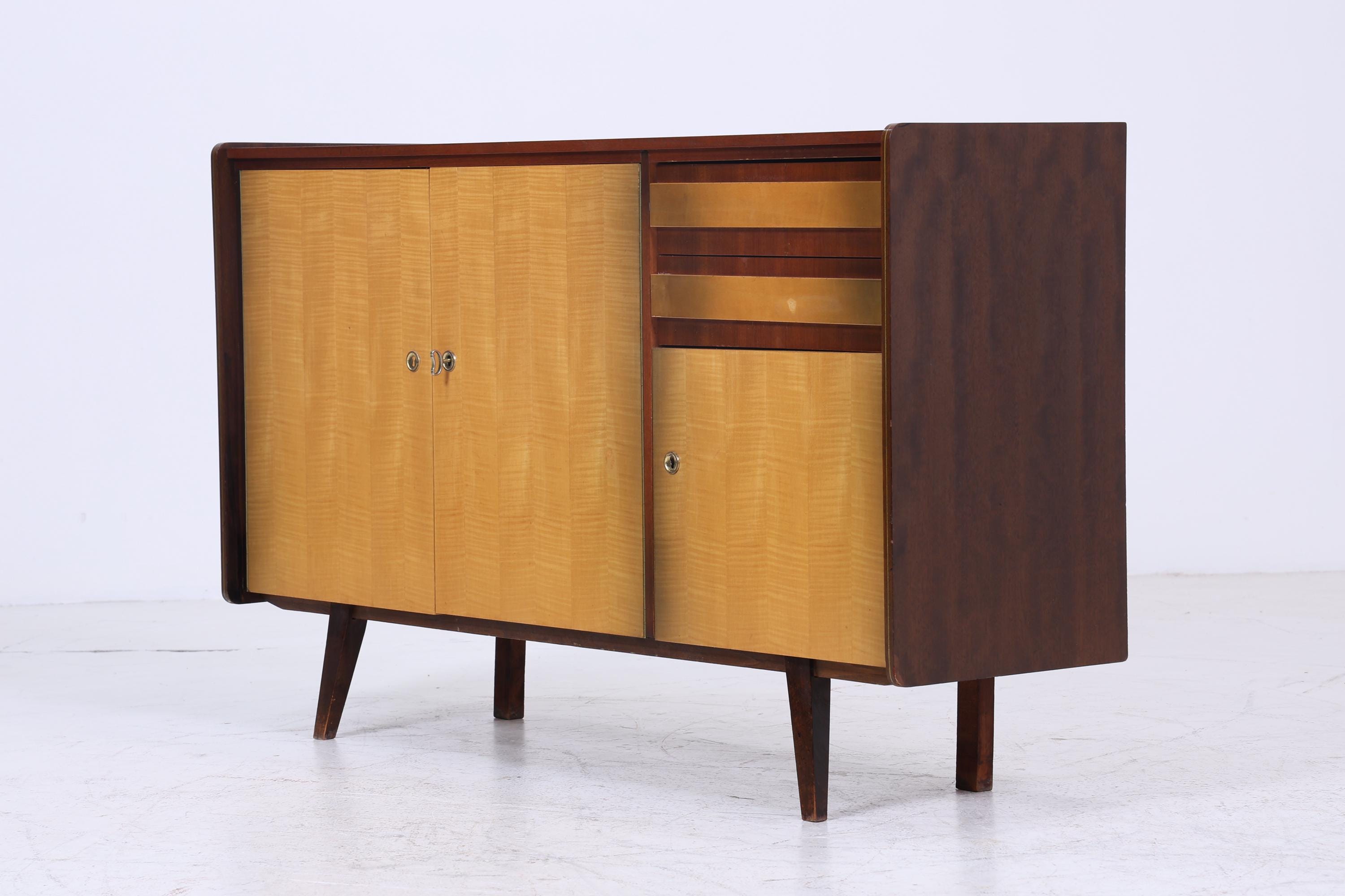 Vintage Sideboard 60er Jahre | Mid Century TV Board mit Fächern Retro Holz Aufbewahrung