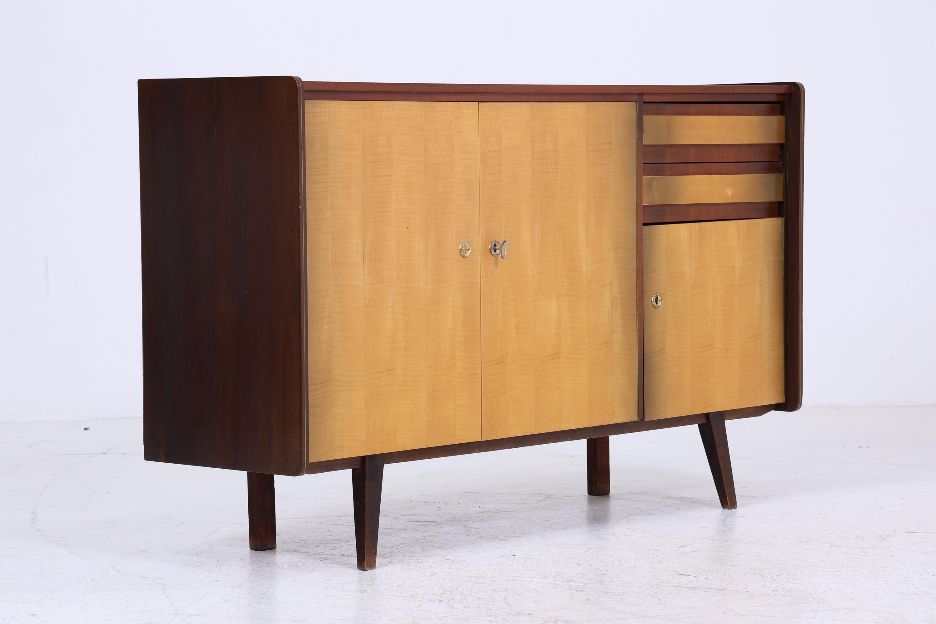 Vintage Sideboard 60er Jahre | Mid Century TV Board mit Fächern Retro Holz Aufbewahrung