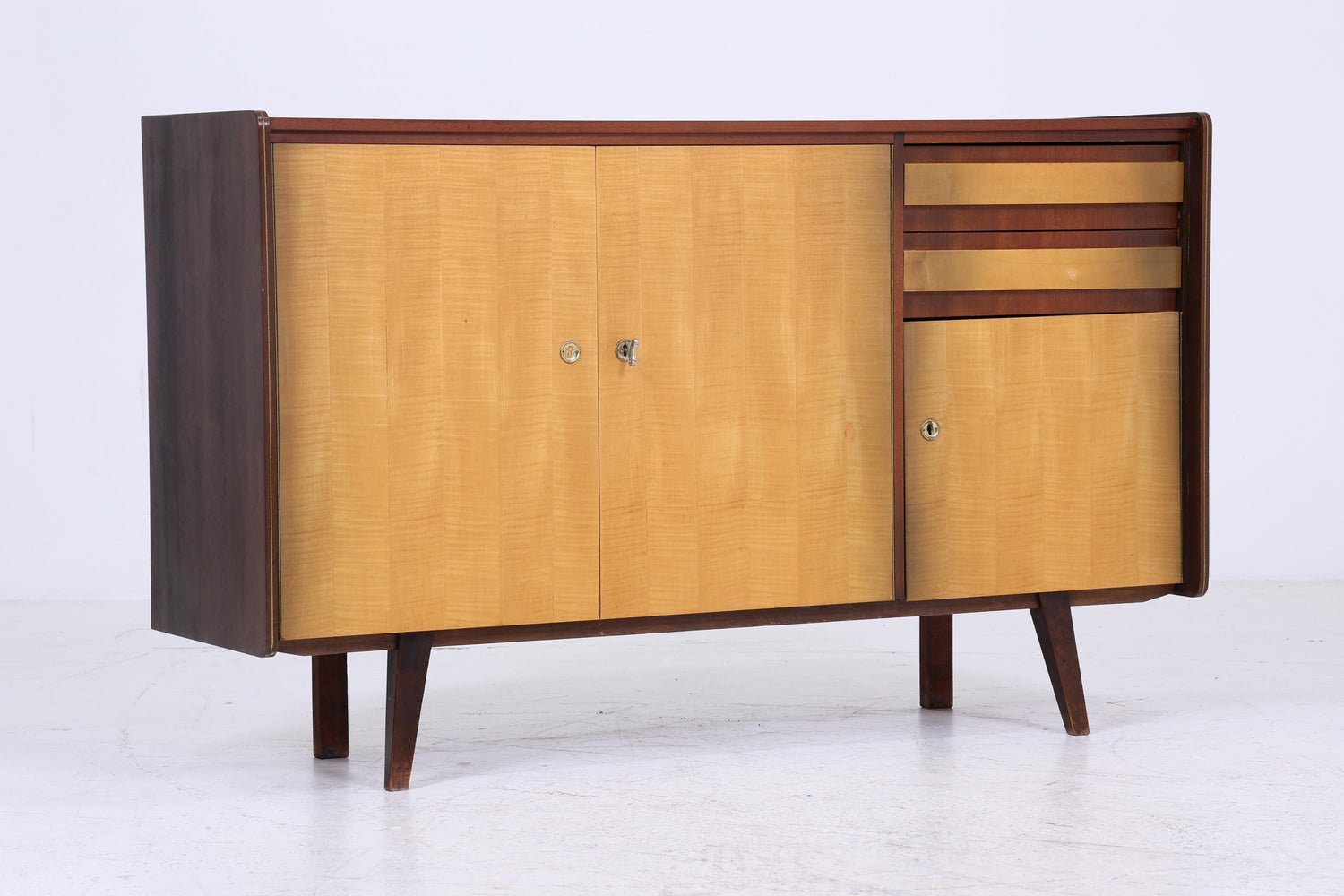 Vintage Sideboard 60er Jahre | Mid Century TV Board mit Fächern Retro Holz Aufbewahrung