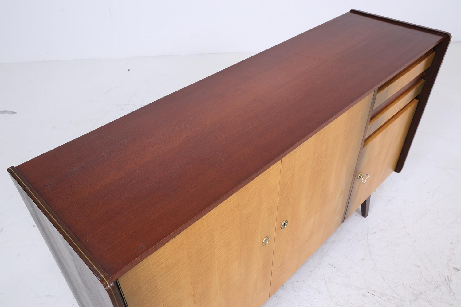 Vintage Sideboard 60er Jahre | Mid Century TV Board mit Fächern Retro Holz Aufbewahrung