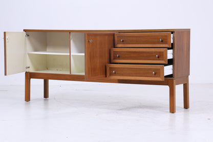 Vintage Nussbaum Palette Sideboard 60er Jahre | Mid Century TV Board mit Fächern &amp; Schubladen Retro Holz Aufbewahrung