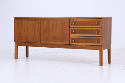 Vintage Nussbaum Palette Sideboard 60er Jahre | Mid Century TV Board mit Fächern &amp; Schubladen Retro Holz Aufbewahrung