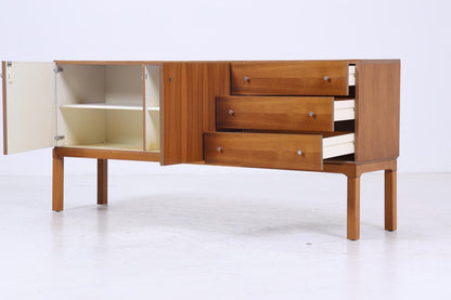 Vintage Nussbaum Palette Sideboard 60er Jahre | Mid Century TV Board mit Fächern &amp; Schubladen Retro Holz Aufbewahrung