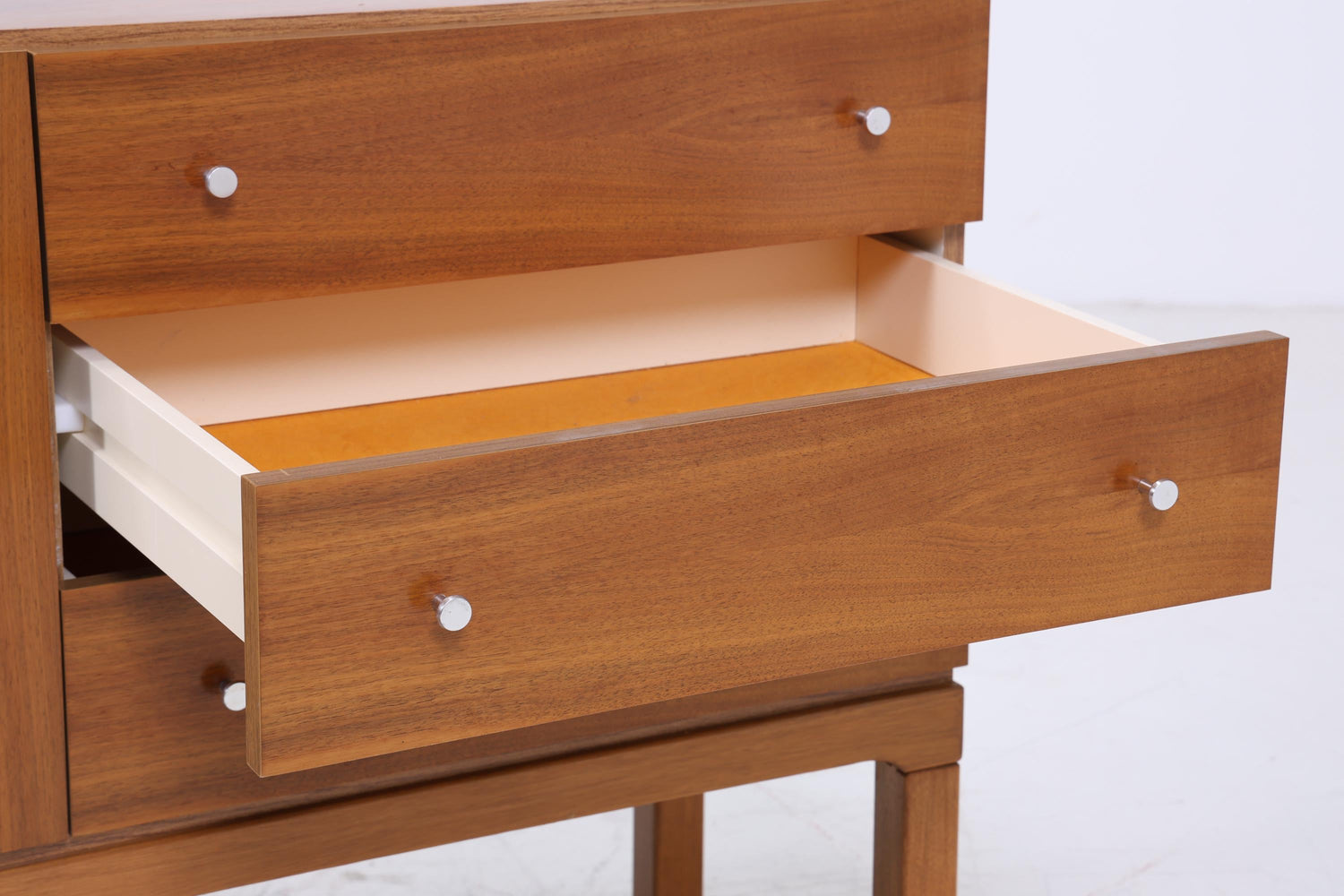 Vintage Nussbaum Palette Sideboard 60er Jahre | Mid Century TV Board mit Fächern &amp; Schubladen Retro Holz Aufbewahrung