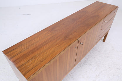 Vintage Nussbaum Palette Sideboard 60er Jahre | Mid Century TV Board mit Fächern &amp; Schubladen Retro Holz Aufbewahrung