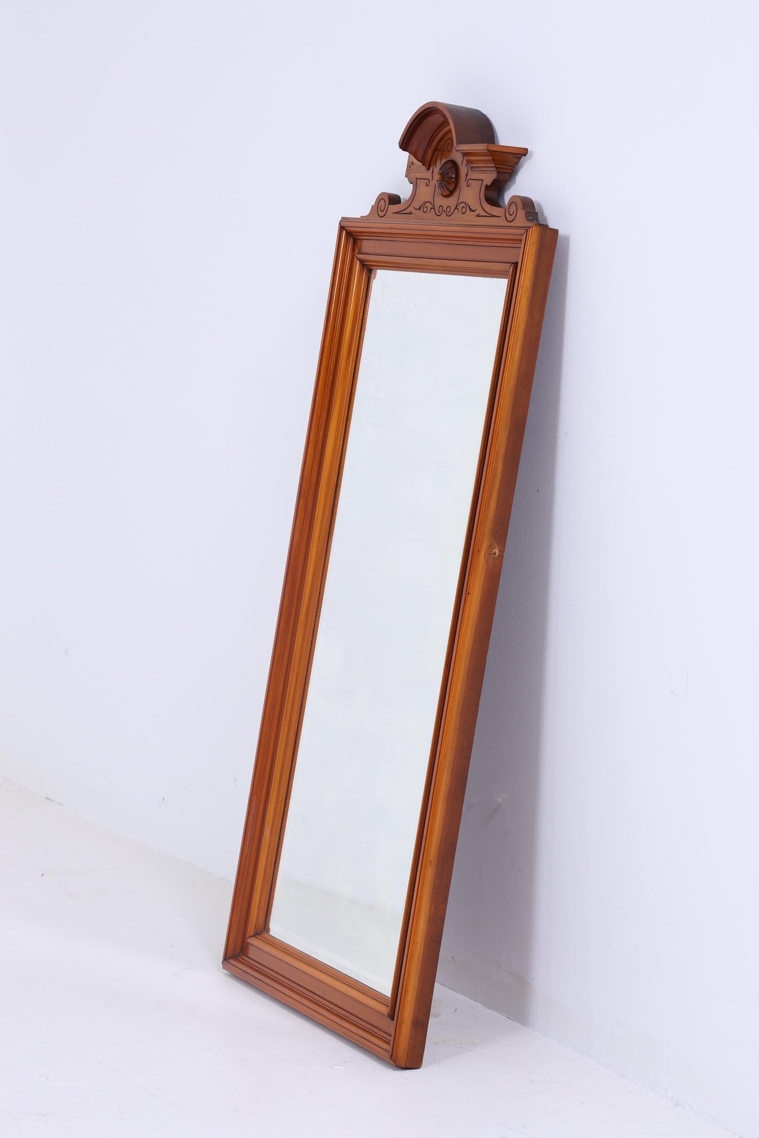 Vintage Art Nouveau Mirror | Mid Century Hanging Mirror Wood Retro