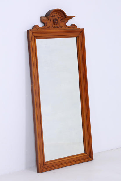 Vintage Art Nouveau Mirror | Mid Century Hanging Mirror Wood Retro