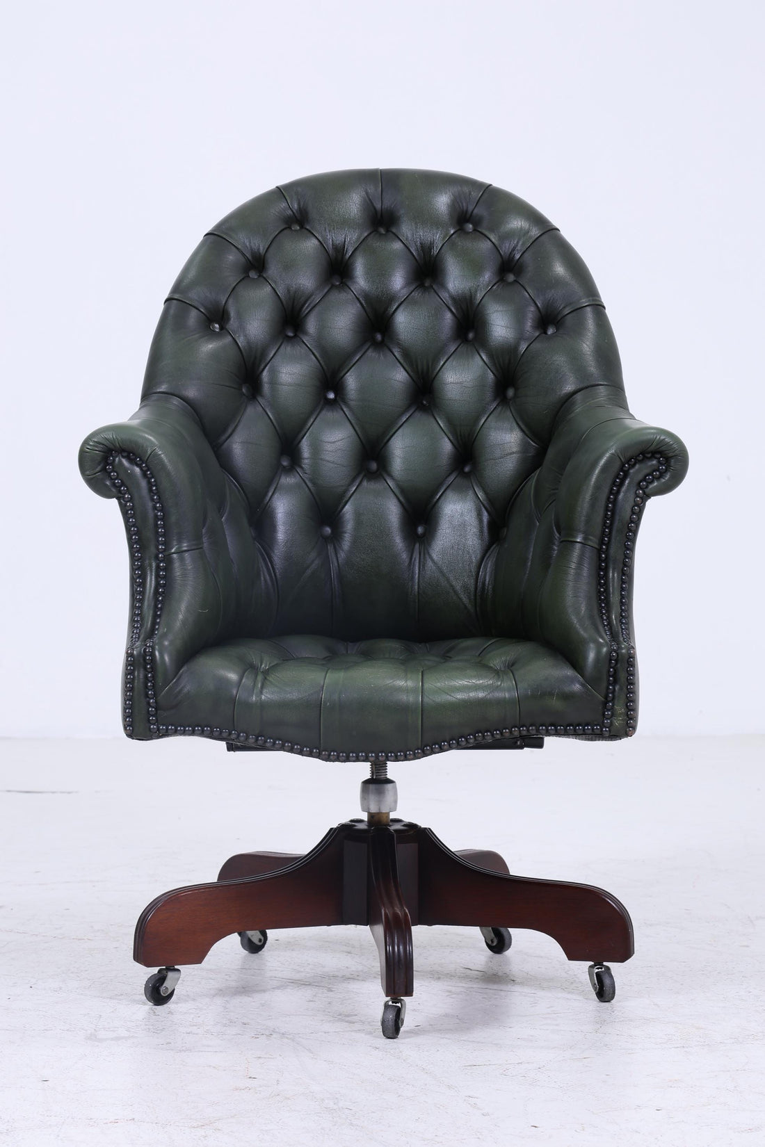 Antik Chesterfield Leder Sessel mit Rollen | Vintage Lounge Chair Sessel Retro
