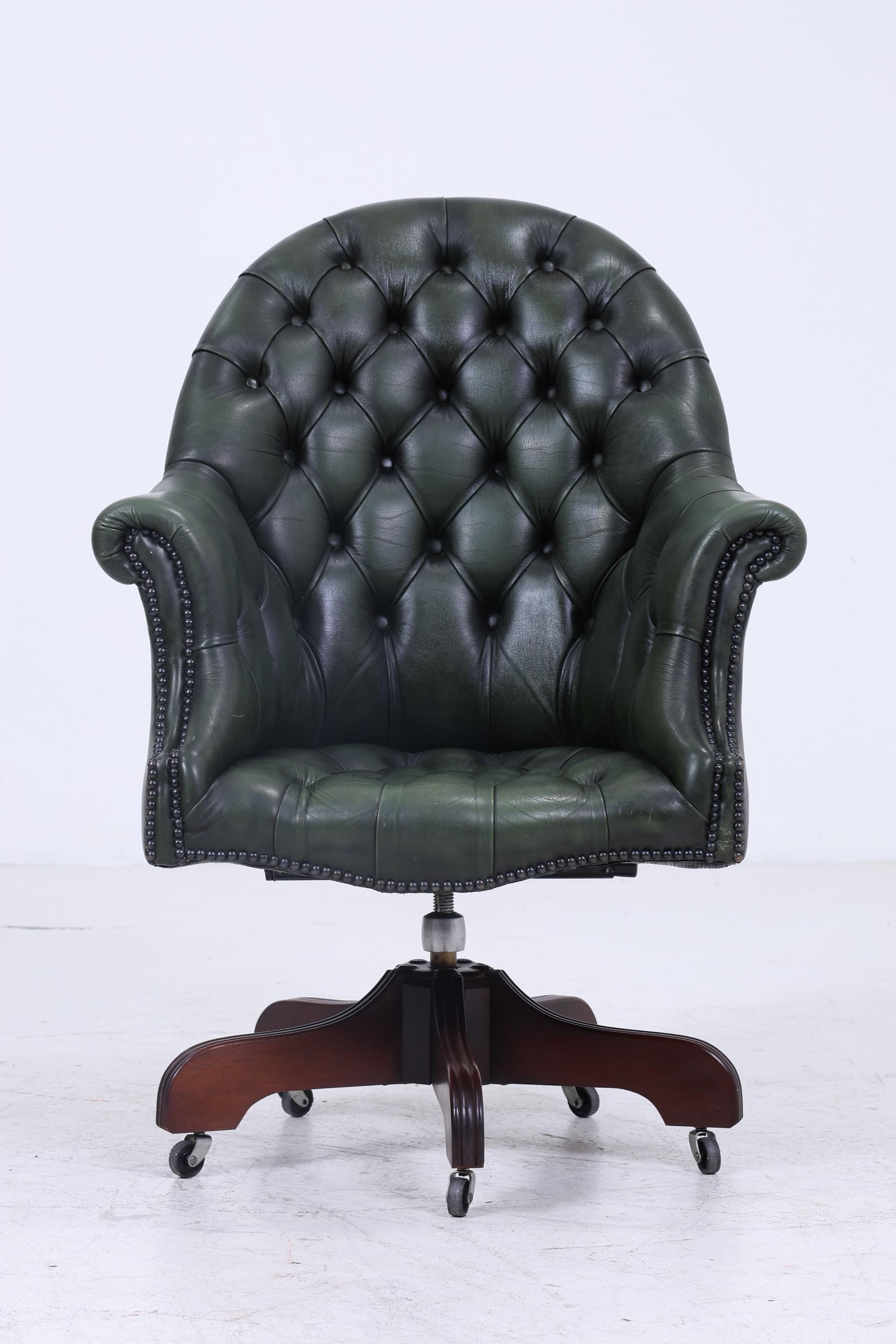Antik Chesterfield Leder Sessel mit Rollen | Vintage Lounge Chair Sessel Retro