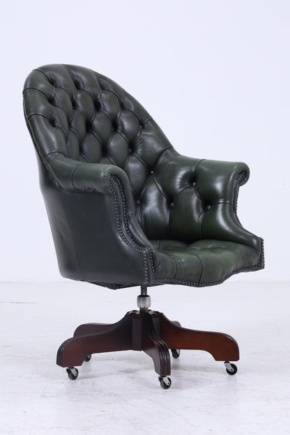 Antik Chesterfield Leder Sessel mit Rollen | Vintage Lounge Chair Sessel Retro
