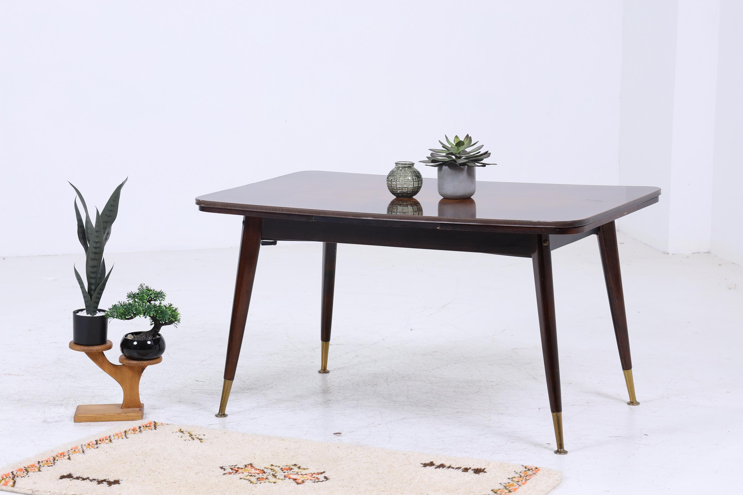 Vintage Kurbeltisch 60er Jahre | Mid Century ausziehbarer Esstisch Resopal im Hochglanz Stil Couchtisch Tisch Retro 70er