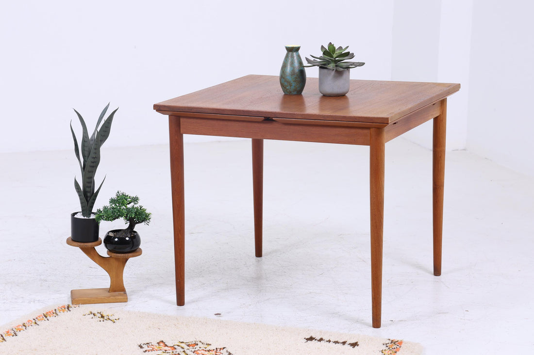 Vintage Teak Küchentisch 60er Jahre | Mid Century Esstisch Tisch Retro 70er Holz Ausziehbar