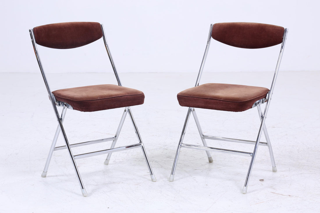 2 Vintage Chrom Klappstühle | Mid Century Stuhl 60er Jahre | Küchenstuhl 70er