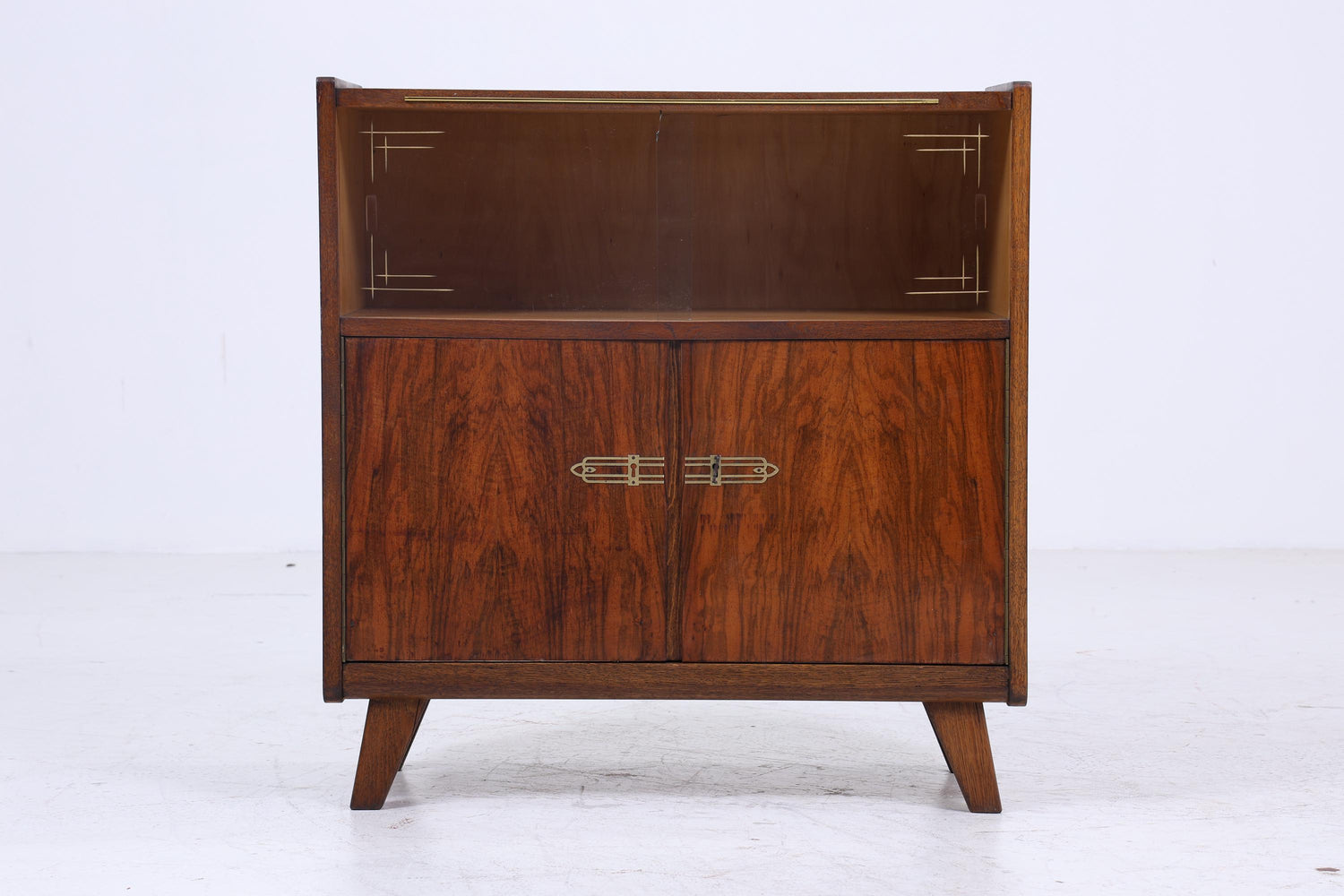Vintage Kommode mit Glastüren 60er Jahre | Mid Century Vitrine Flur Schrank | Retro 70er Holz