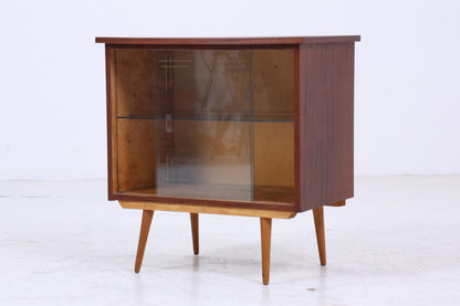 Vintage Mini Kommode mit Glastüren 60er Jahre | Mid Century Vitrine Flur Schrank | Retro 70er Holz