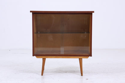 Vintage Mini Kommode mit Glastüren 60er Jahre | Mid Century Vitrine Flur Schrank | Retro 70er Holz