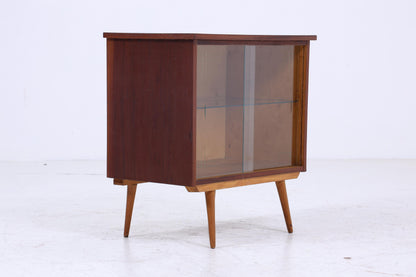 Vintage Mini Kommode mit Glastüren 60er Jahre | Mid Century Vitrine Flur Schrank | Retro 70er Holz