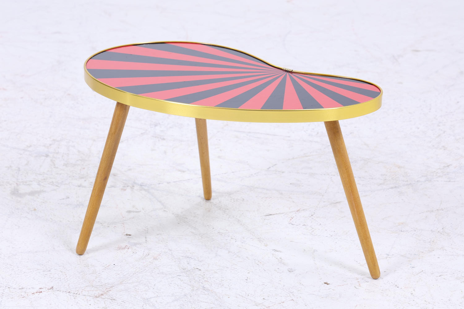 Vintage Nierentisch mit Muster | Mid Century Blumentisch | Beistelltische Schwarz Rot 60er Jahre