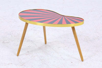 Vintage Nierentisch mit Muster | Mid Century Blumentisch | Beistelltische Schwarz Rot 60er Jahre