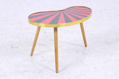 Vintage Nierentisch mit Muster | Mid Century Blumentisch | Beistelltische Schwarz Rot 60er Jahre